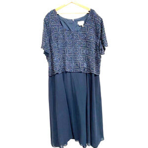 Night Scene - Sequin top mother of bride formal Navy long dress women's size 6X